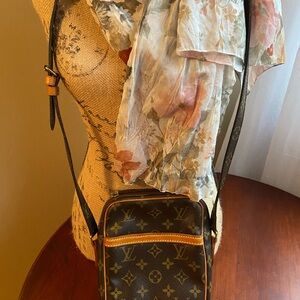 Louis Vuitton Monogram Crossbody Bag with Tan Accents